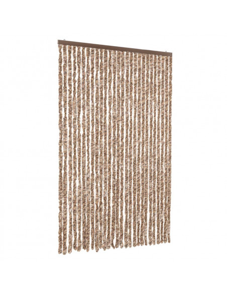 Tenda Antimosche Beige e Marrone Scuro 118x220 cm in Ciniglia