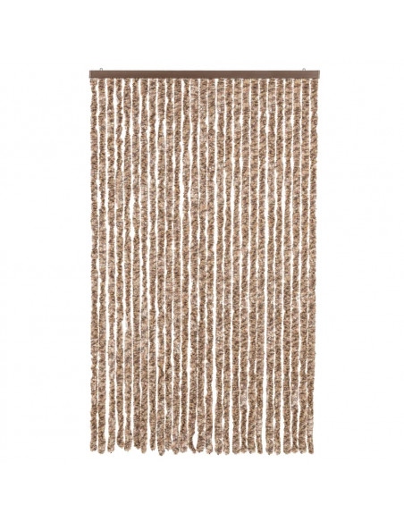 Tenda Antimosche Beige e Marrone Scuro 118x220 cm in Ciniglia