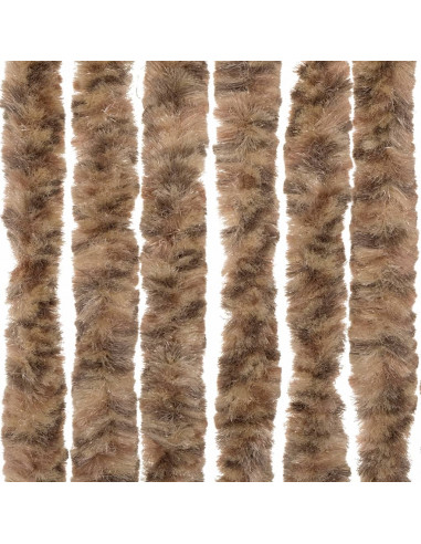 Tenda Antimosche Beige e Marrone Scuro 118x220 cm in Ciniglia