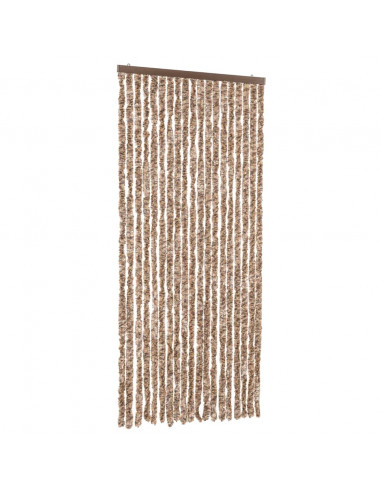 Tenda Antimosche Beige e Marrone Scuro 56x200 cm in Ciniglia
