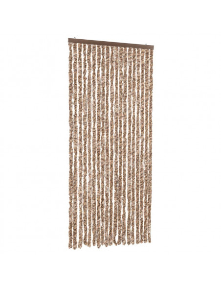 Tenda Antimosche Beige e Marrone Scuro 56x200 cm in Ciniglia