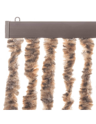 Tenda Antimosche Beige e Marrone Scuro 56x200 cm in Ciniglia