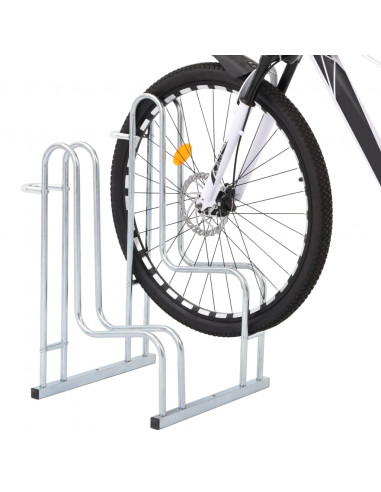 Supporto per 2 Bici da Pavimento Autoportante Acciaio Zincato