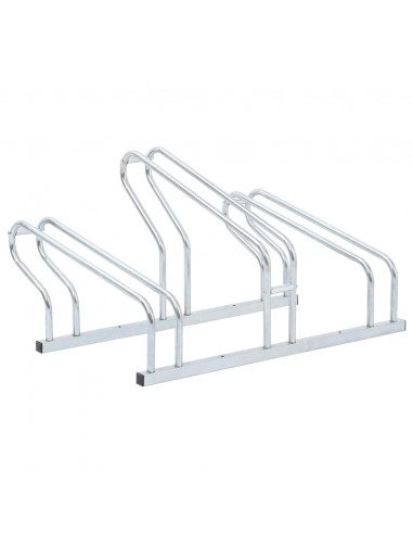 Supporto per 3 Bici da Pavimento Autoportante Acciaio Zincato
