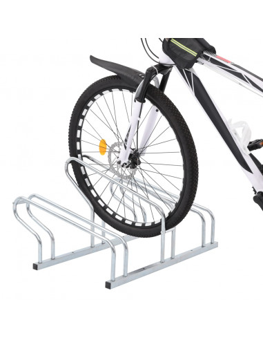 Supporto per 3 Bici da Pavimento Autoportante Acciaio Zincato