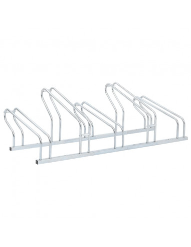 Supporto per 5 Bici da Pavimento Autoportante Acciaio Zincato