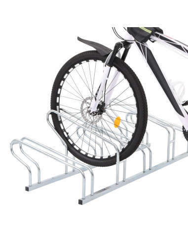 Supporto per 5 Bici da Pavimento Autoportante Acciaio Zincato