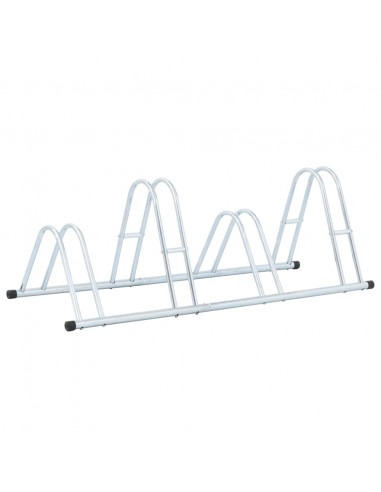 Supporto per 4 Bici da Pavimento Autoportante Acciaio Zincato