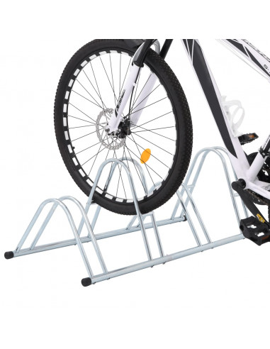 Supporto per 4 Bici da Pavimento Autoportante Acciaio Zincato