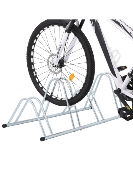 Supporto per 4 Bici da Pavimento Autoportante Acciaio Zincato