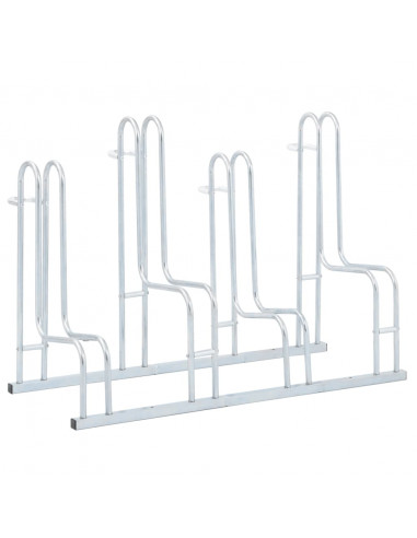 Supporto per 4 Bici da Pavimento Autoportante Acciaio Zincato