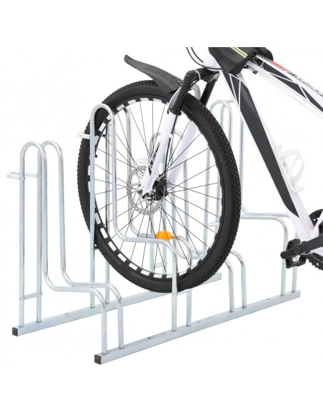 Supporto per 4 Bici da Pavimento Autoportante Acciaio Zincato