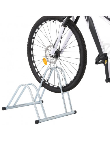 Supporto per 2 Bici da Pavimento Autoportante Acciaio Zincato