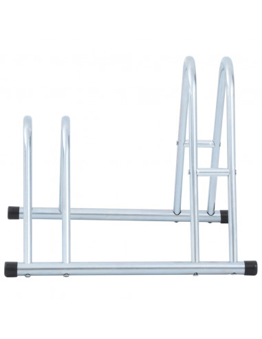 Supporto per 2 Bici da Pavimento Autoportante Acciaio Zincato