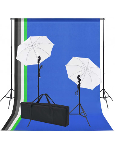 Kit Studio Fotografico con 5 Sfondi Colorati e 2 Ombrelli