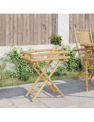 Tavolino Vassoio Pieghevole 60x40x68 cm in Bambù