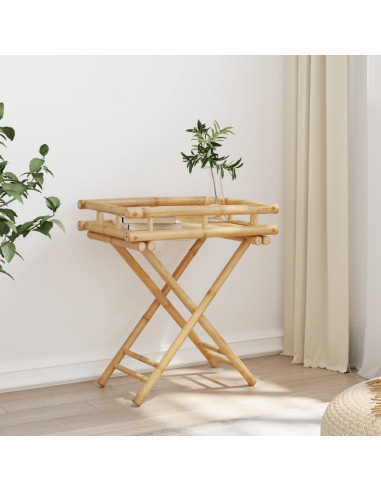 Tavolino Vassoio Pieghevole 60x40x68 cm in Bambù