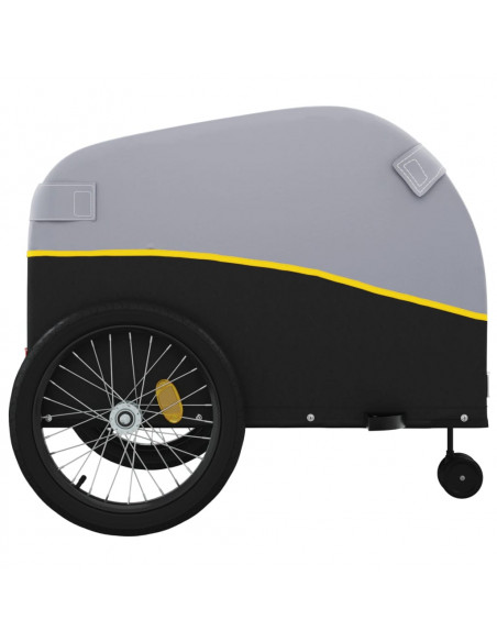 Rimorchio da Bici Nero e Giallo 45 kg in Ferro
