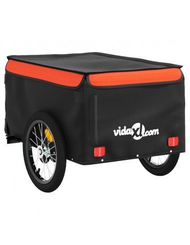Rimorchio da Bici Nero e Arancione 45 kg in Ferro