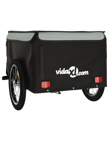 Rimorchio da Bici Nero e Grigio 45 kg in Ferro