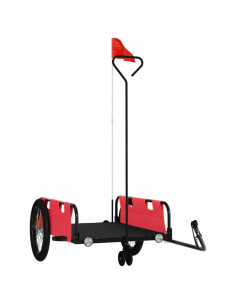 Rimorchio da Bici Rosso e Nero in Tessuto Oxford e Ferro 2