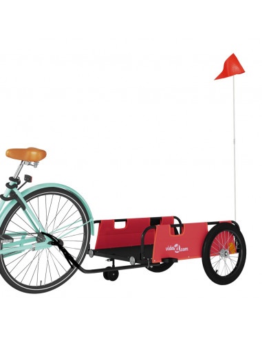 Rimorchio da Bici Rosso e Nero in Tessuto Oxford e Ferro