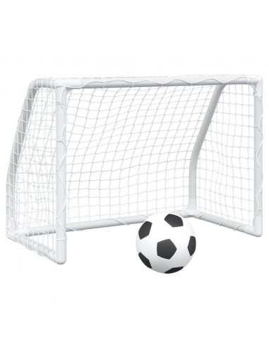 Porte Calcio Bambini 2pz con Pallone Bianco 64x35x48 cm Metallo