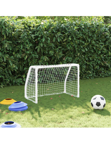 Porte Calcio Bambini 2pz con Pallone Bianco 64x35x48 cm Metallo