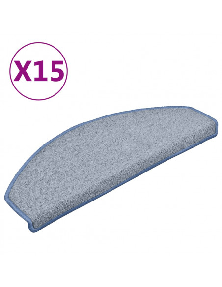 Tappetini per Scale 15 pz Grigio Chiaro e Blu 65x24x4 cm