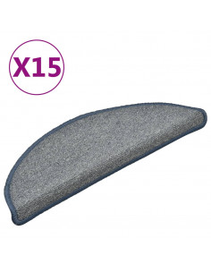 Tappetini per Scale 15 pz Grigio Chiaro e Blu 56x17x3 cm 2