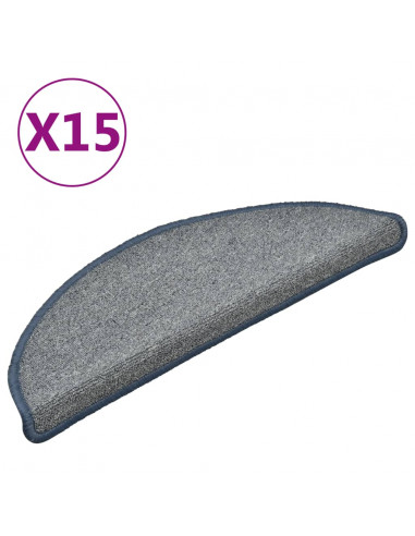 Tappetini per Scale 15 pz Grigio Chiaro e Blu 56x17x3 cm