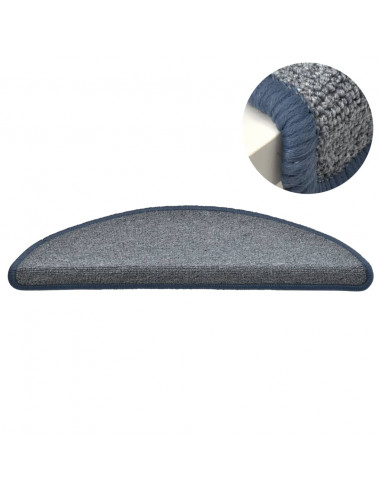 Tappetini per Scale 15 pz Grigio Chiaro e Blu 56x17x3 cm