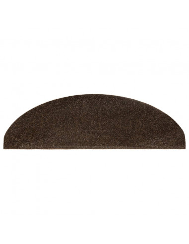 Tappetini per scale autoadesivi 10 pz 65x21x4 cm marrone semicircolari grandi