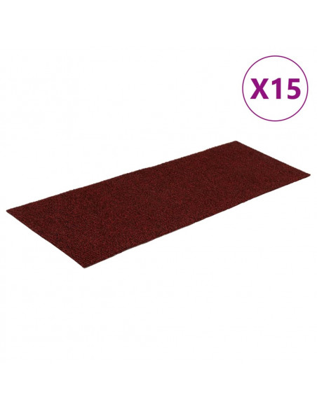 Tappeti Adesivi Rettangolari per Scale 15 pz 60x25 cm Rossi