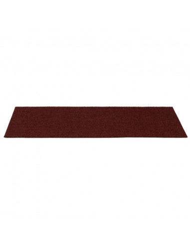 Tappetini per scale autoadesivi 15 pz 60x25 cm Bordeaux Rosso Rettangolari