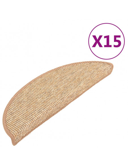 Tappeti Adesivi per Scale 15 pz 56x17x3 cm Nocciola