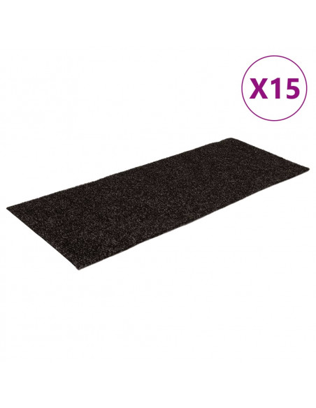 Tappeti Adesivi Rettangolari per Scale 15 pz 60x25 cm Marroni
