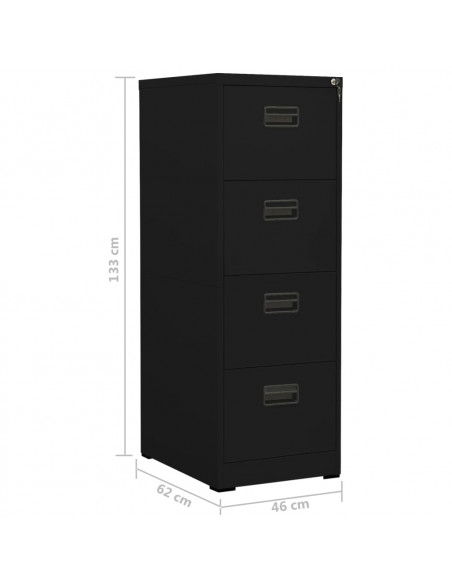Schedario Nero 46x62x133 cm in Acciaio