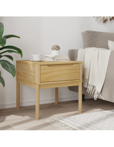 Tavolo per Lampada FLORO 55x55x54 cm Marrone Cera Legno di Pino