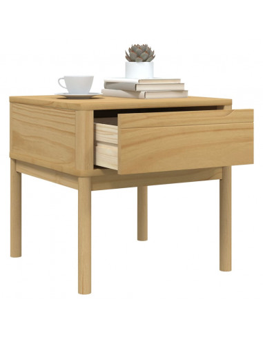 Tavolo per Lampada FLORO 55x55x54 cm Marrone Cera Legno di Pino