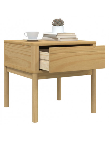 Tavolo per Lampada FLORO 55x55x54 cm Marrone Cera Legno di Pino