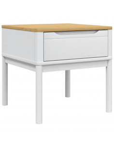 Tavolo per Lampada FLORO Bianco 55x55x54 cm Legno di Pino 2