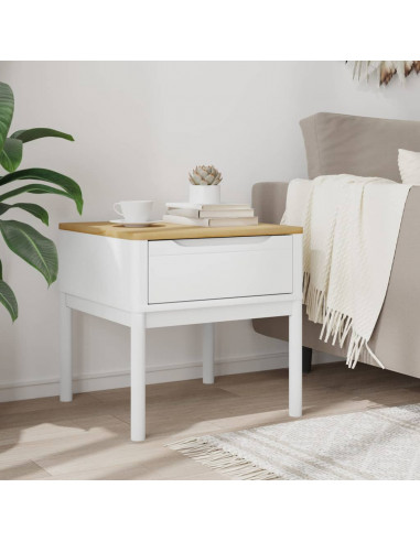 Tavolo per Lampada FLORO Bianco 55x55x54 cm Legno di Pino