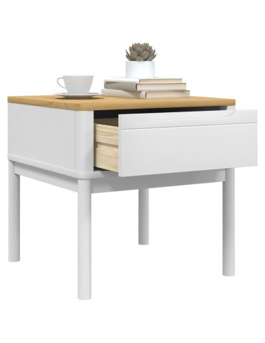 Tavolo per Lampada FLORO Bianco 55x55x54 cm Legno di Pino