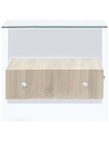 Tavolino da Salotto con Cassetto 50x50x45 cm in Vetro Temperato