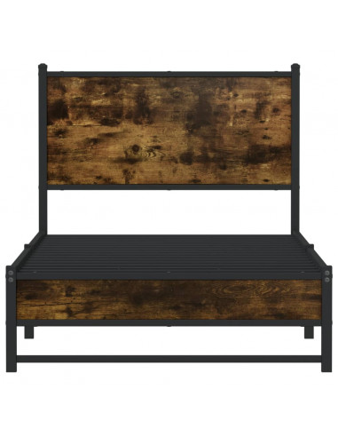 Giroletto con Testiera in Metallo Rovere Fumo 90x190 cm