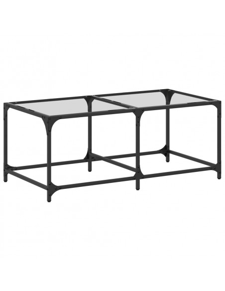 Tavolini con Piano Vetro Trasparente 2 pz 98,5x50x40 cm Acciaio