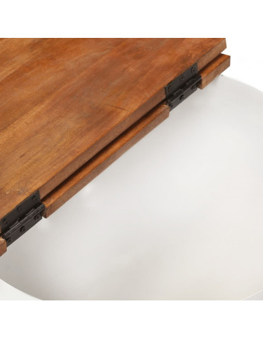 Tavolino da Salotto Bianco 50x27 cm Legno Massello di Recupero