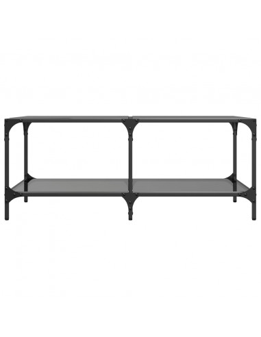 Tavolino con Piano in Vetro Nero 98,5x50x40 cm Acciaio