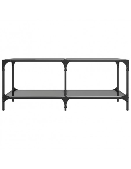 Tavolino con Piano in Vetro Nero 98,5x50x40 cm Acciaio